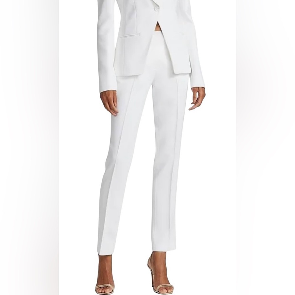 Akris Punto White Stretch Side Zip Pants Size 2 (26” Inseam) NWT